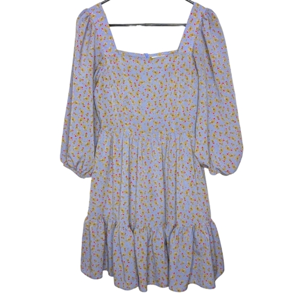 ASOS Dresses & Skirts - Glamorous ASOS Brand Square Neck Tiered Smock Lilac Strawberry Mini Dress Size 2
